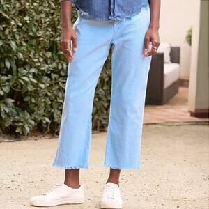 Frank & Eileen Kinsale Linen Crop Trouser in Light Blue Size 4